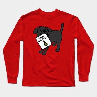 Cute Christmas Dog says Happy Holidays Long Sleeve T-Shirt